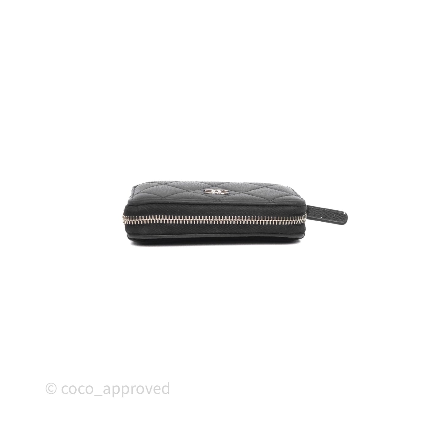 Chanel Classic Zipped Coin Purse Black Caviar Silver Hardware