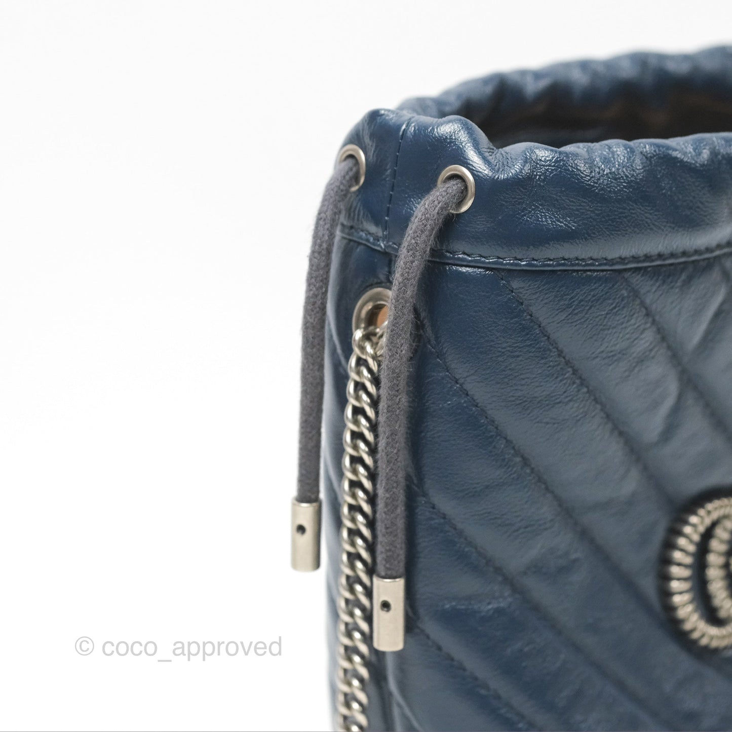 Gucci Mini GG Marmont Leather Bucket Bag Navy