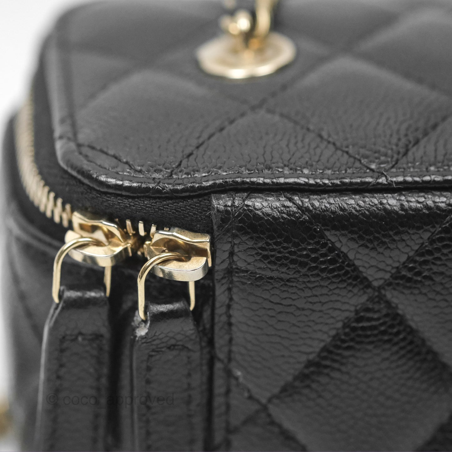 Chanel Vanity Rectangular With Chain Black Caviar Gold Hardware