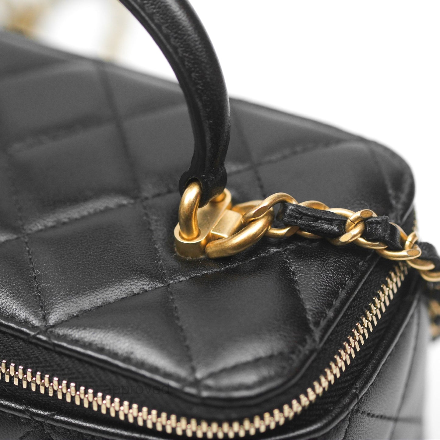 Chanel Vanity Rectangular Top Handle Black Lambskin Gold Hardware
