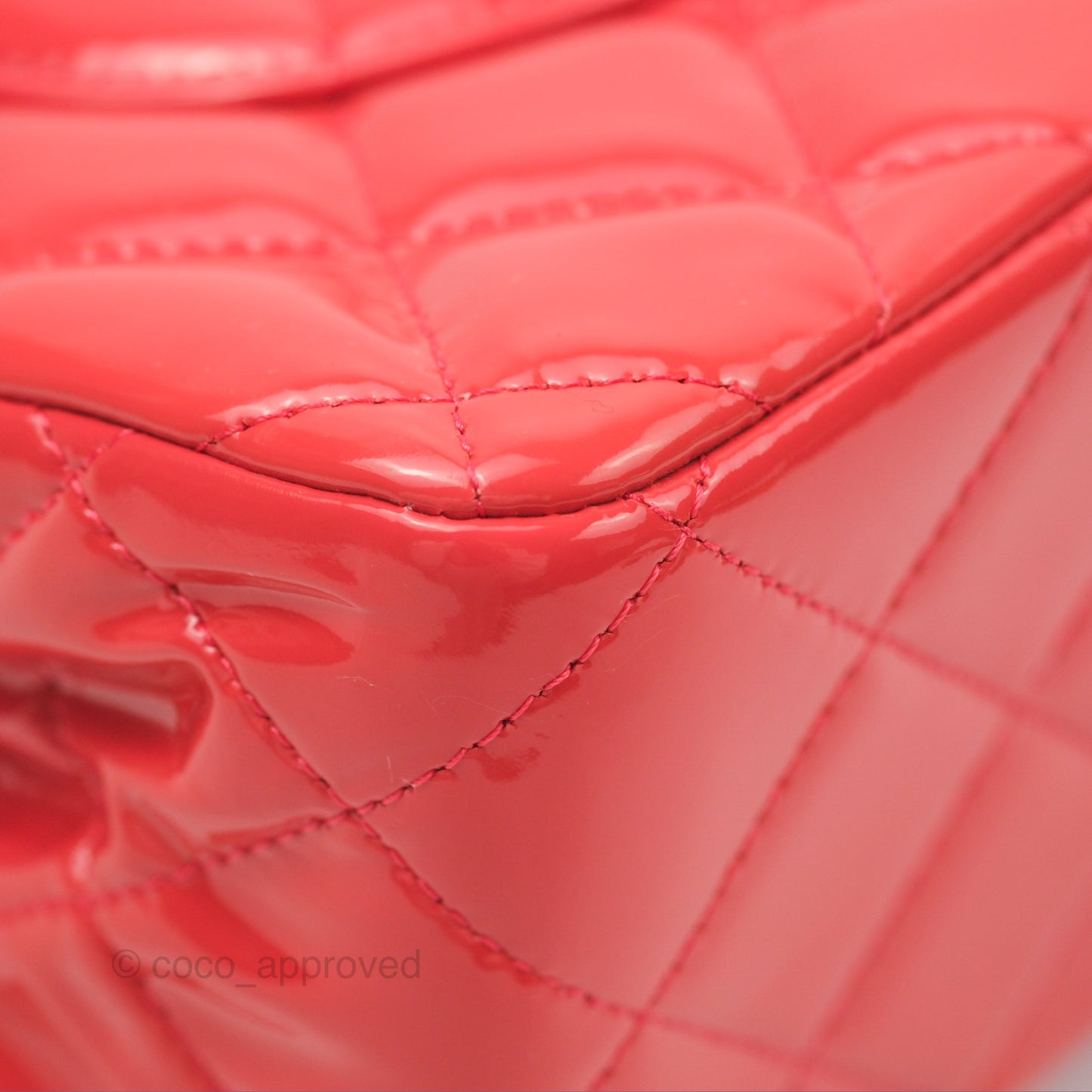 Chanel Jumbo Double Flap Coral Pink Patent Silver Hardware⁣⁣