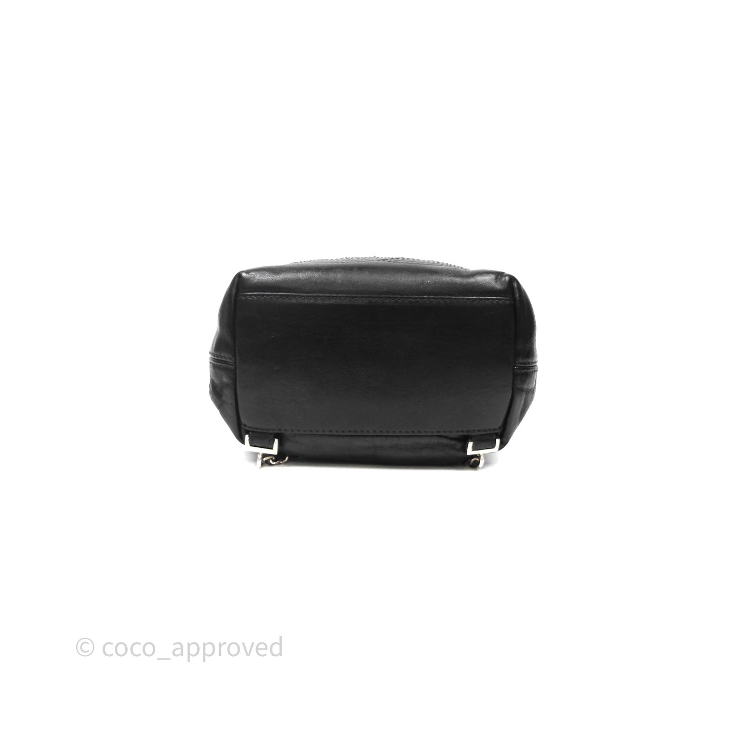 Chanel Vintage CC Drawstring Bag Black Calfskin Silver Hardware