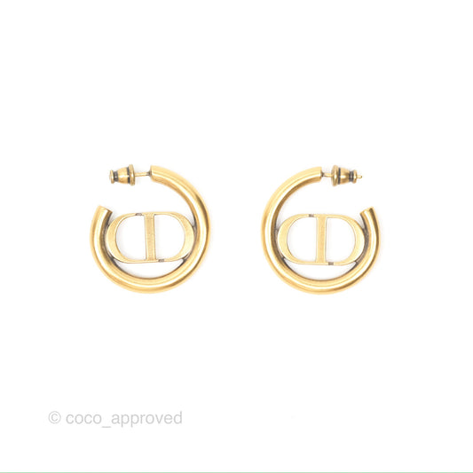 Christian Dior 30 Montaigne Hoop Earrings Gold Tone