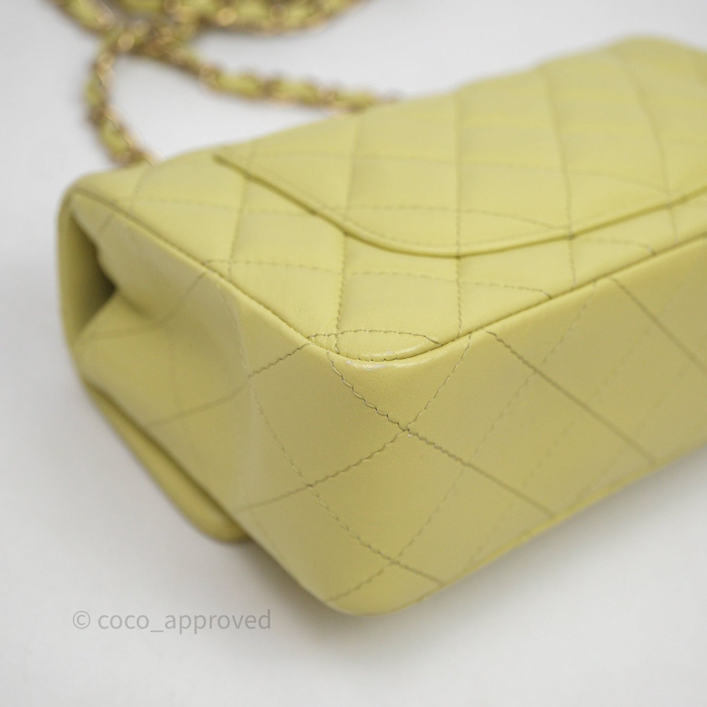 Chanel Mini Rectangular Flap Quilted Green Lambskin Gold Hardware