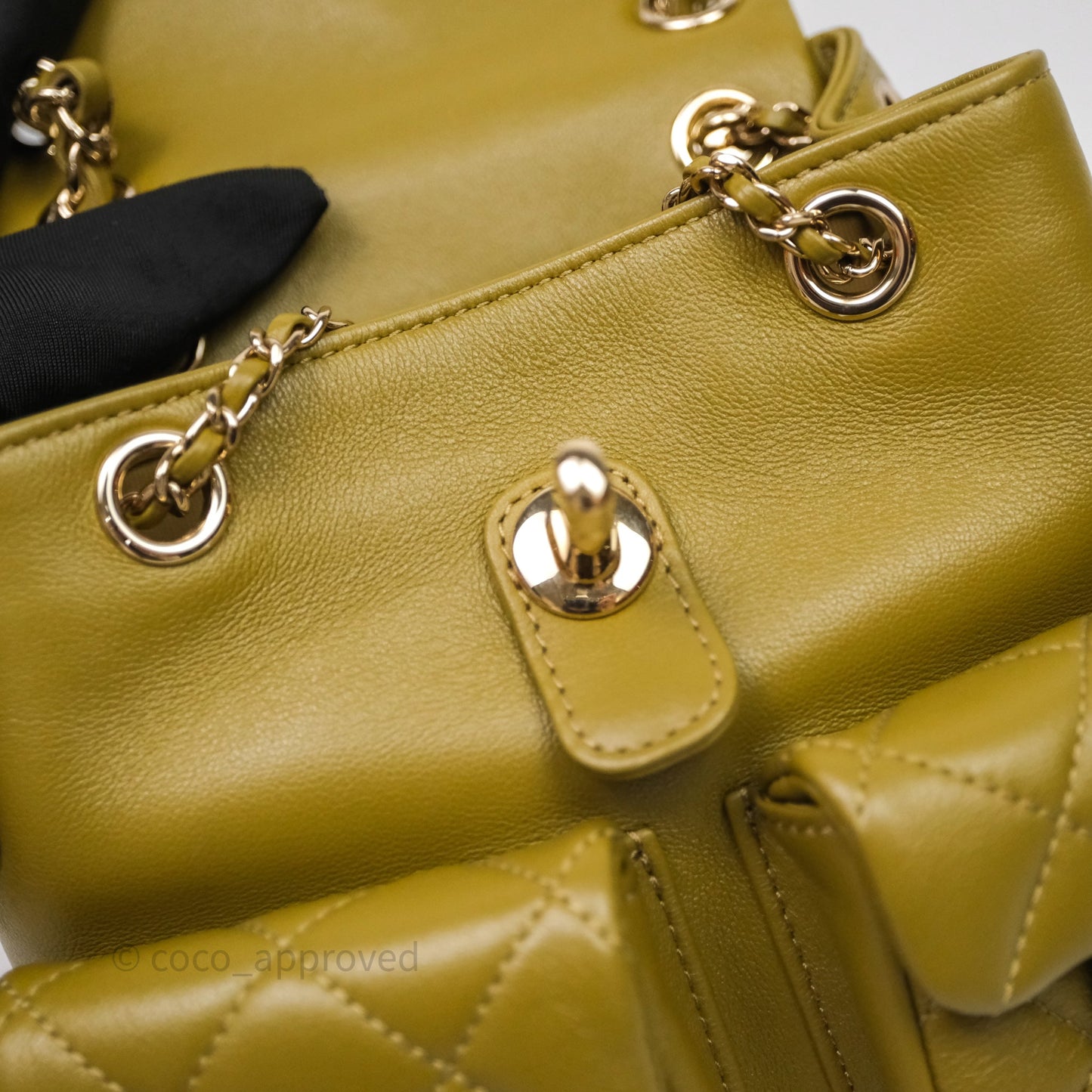 Chanel Mini Duma Backpack Olive Green Calfskin Gold Hardware