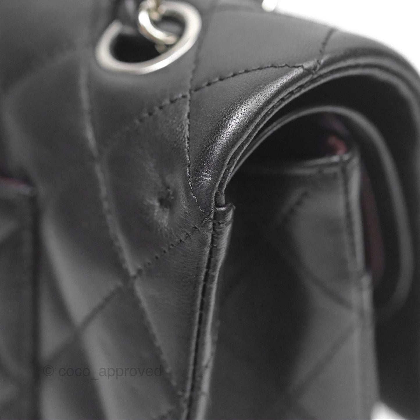 Chanel Classic M/L Medium Flap Quilted Black Lambskin Silver Hardware