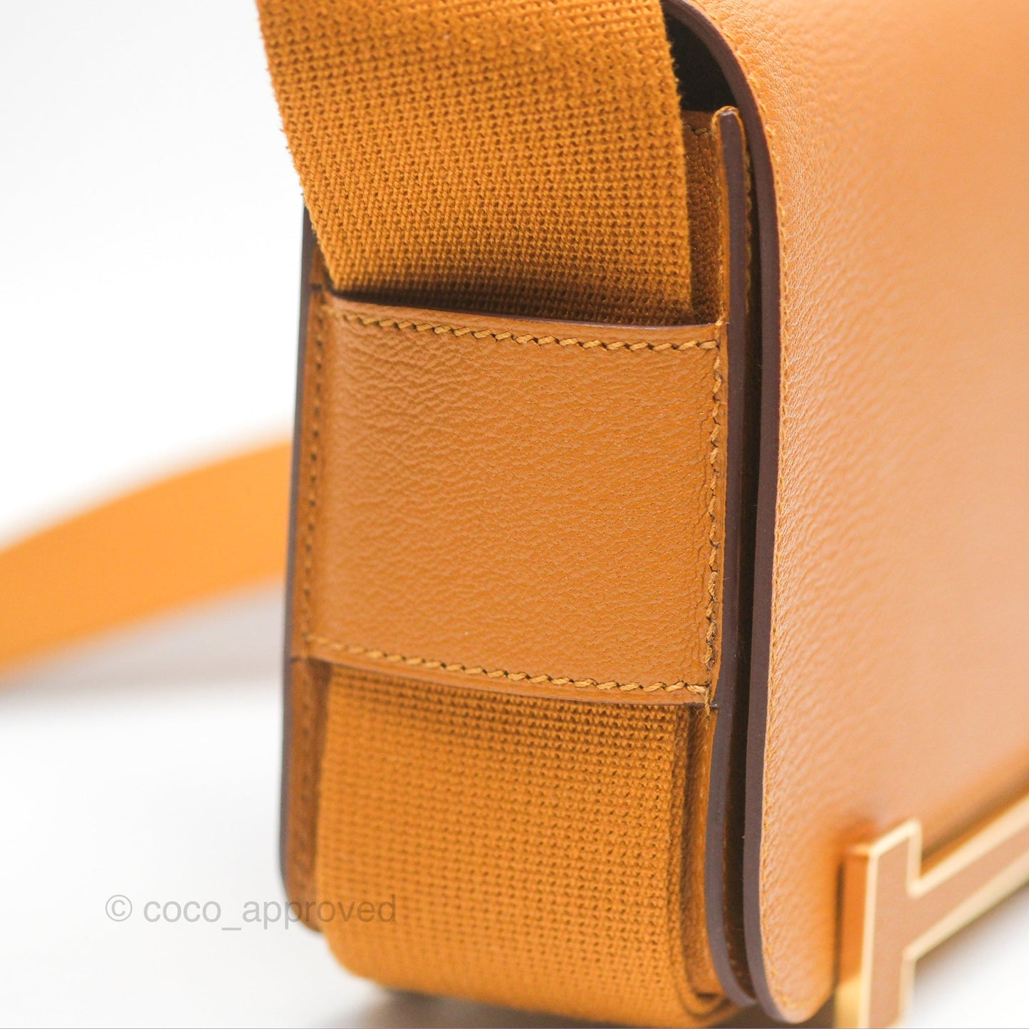 Hermès Geta Bag Caramel Chevre Mysore Gold Hardware