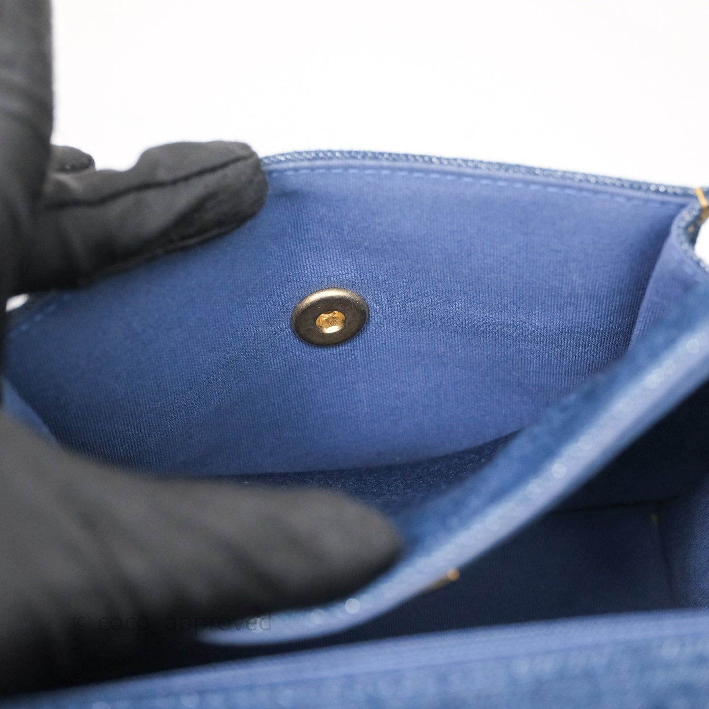 Chanel Square Flap Bag Denim Aged Gold Hardware