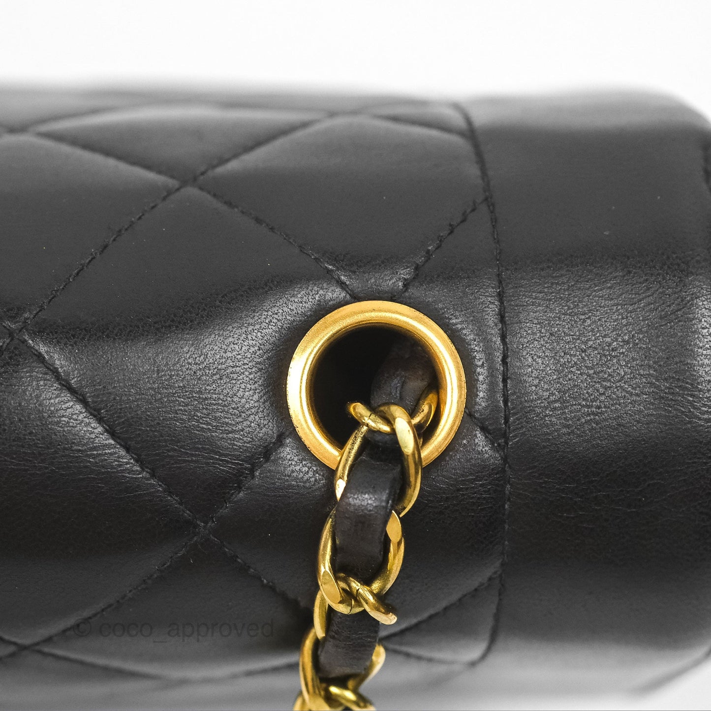 Chanel Vintage Quilted Medium Classic Diana Flap Bag Black Lambskin 24K Gold Hardware