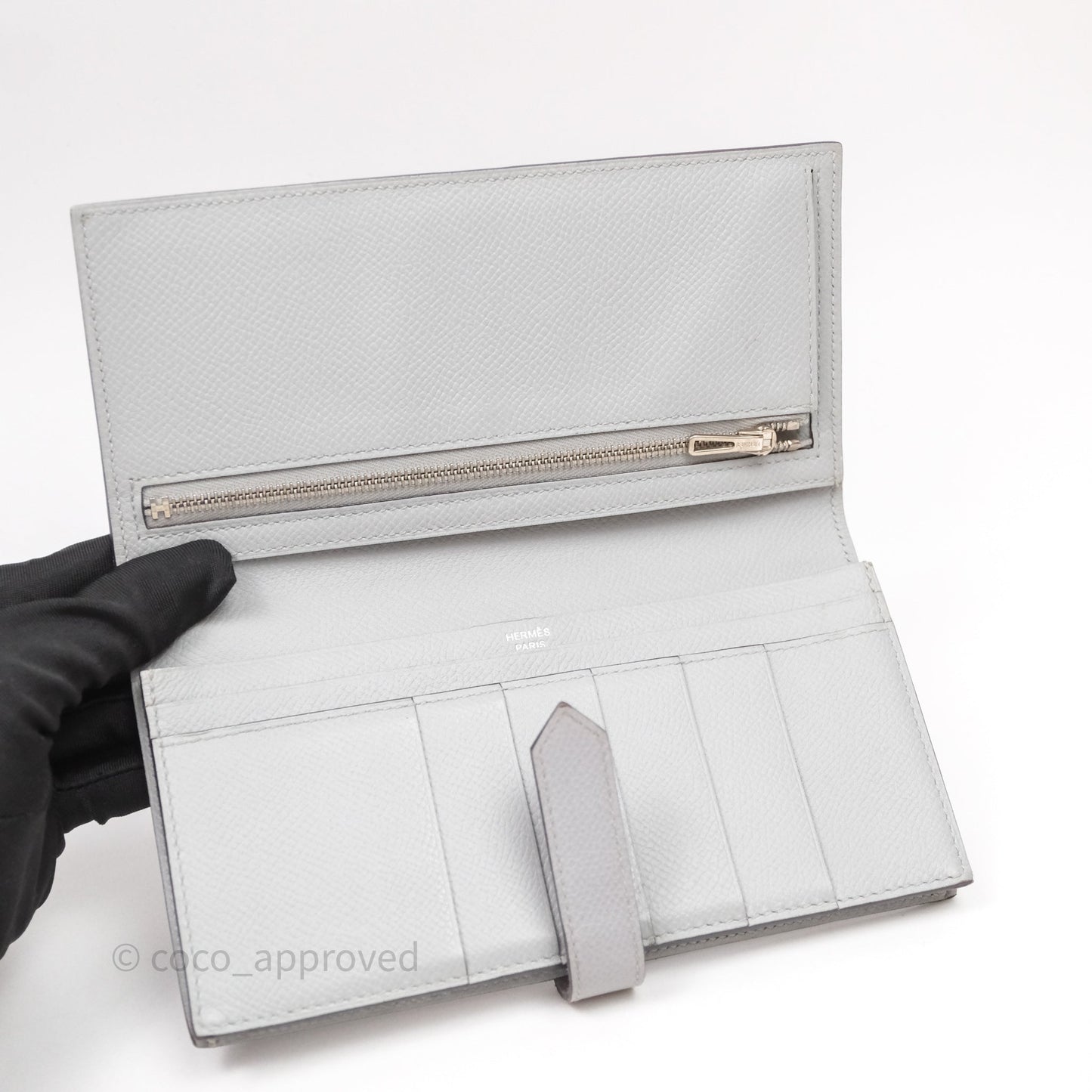 Hermès Bearn Long Wallet Gris Epsom Palladium Hardware