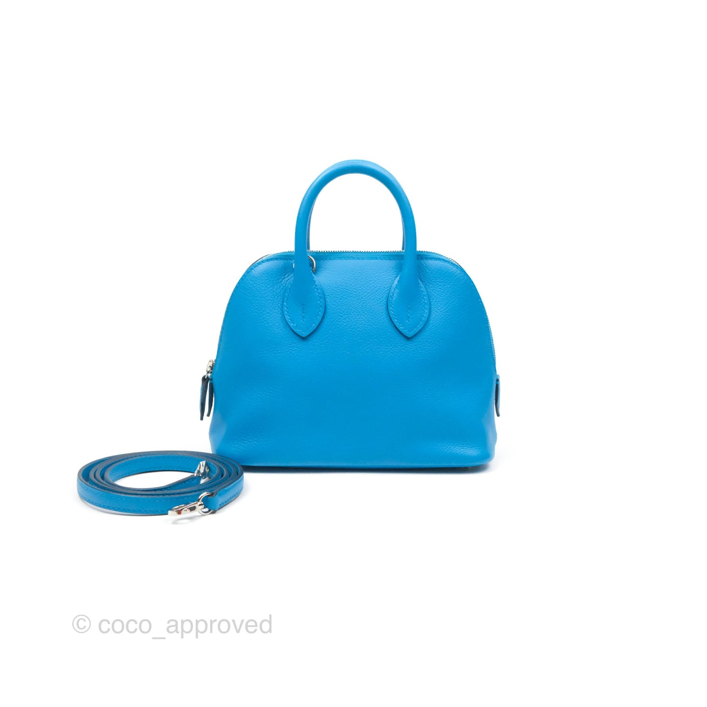 Hermès Bolide Mini 1923 Bleu Frida Evercolor Palladium Hardware