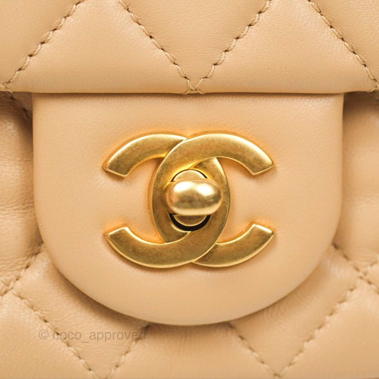 Chanel Pearl Crush Mini Rectangular Beige Lambskin Aged Gold Hardware