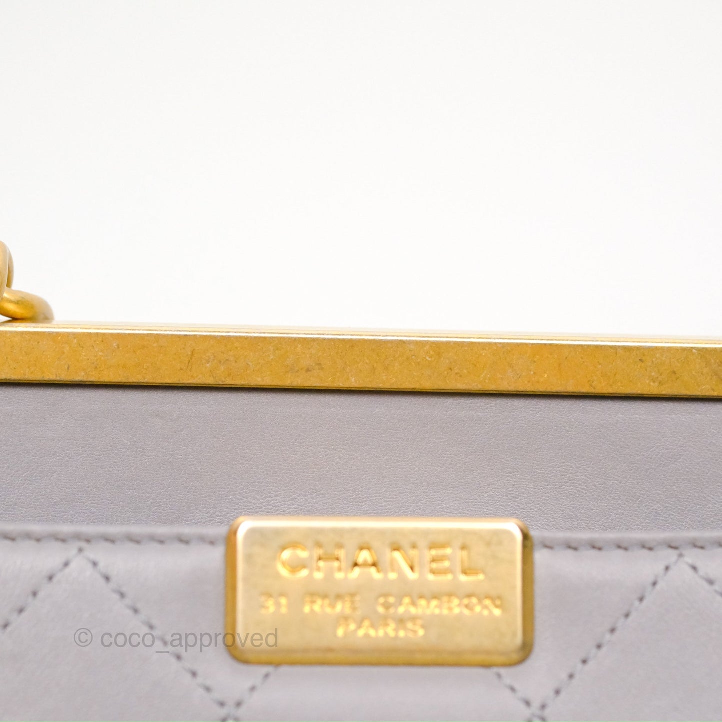 Chanel Small Quilted Coco Luxe Flap Bag Grey Calfskin Aged Gold Hardware