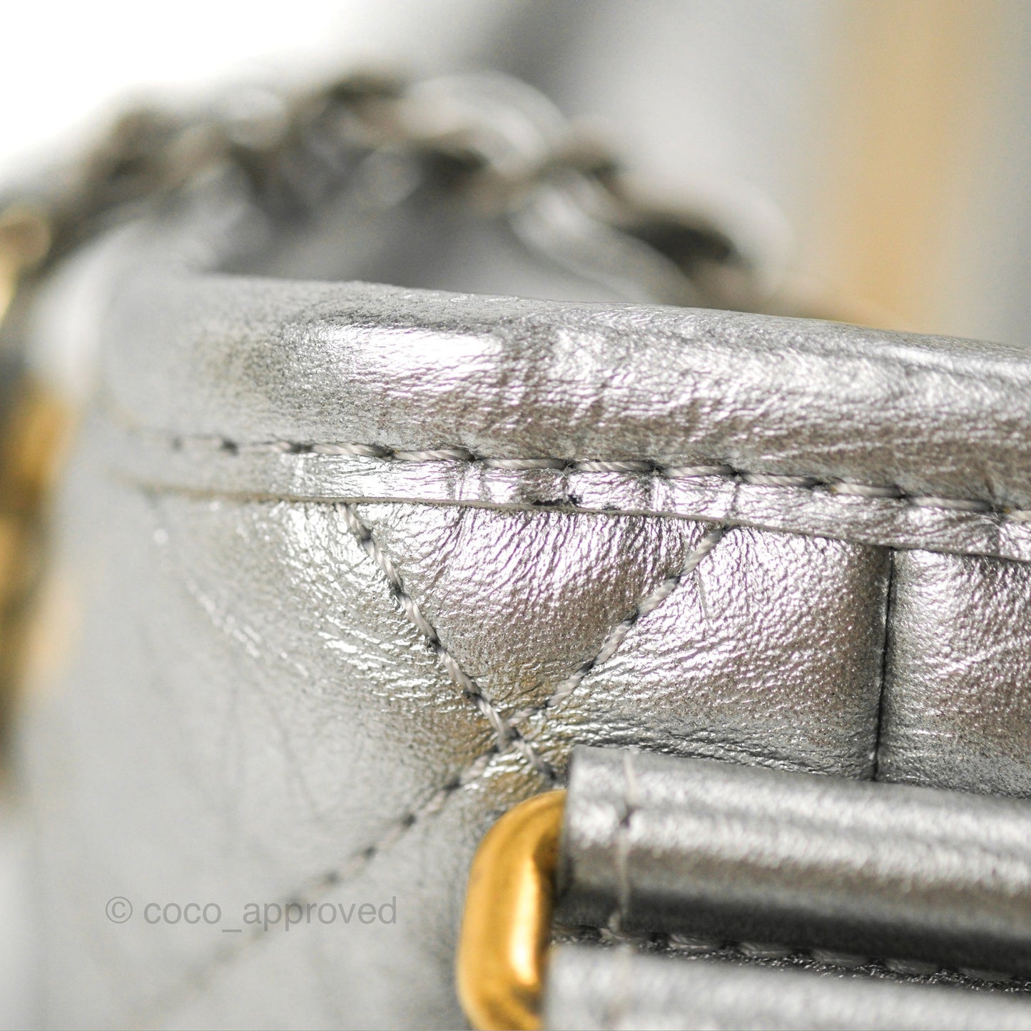 Chanel Quilted Small Gabrielle Hobo Metallic Silver Aged Calfskin Mixed Hardware