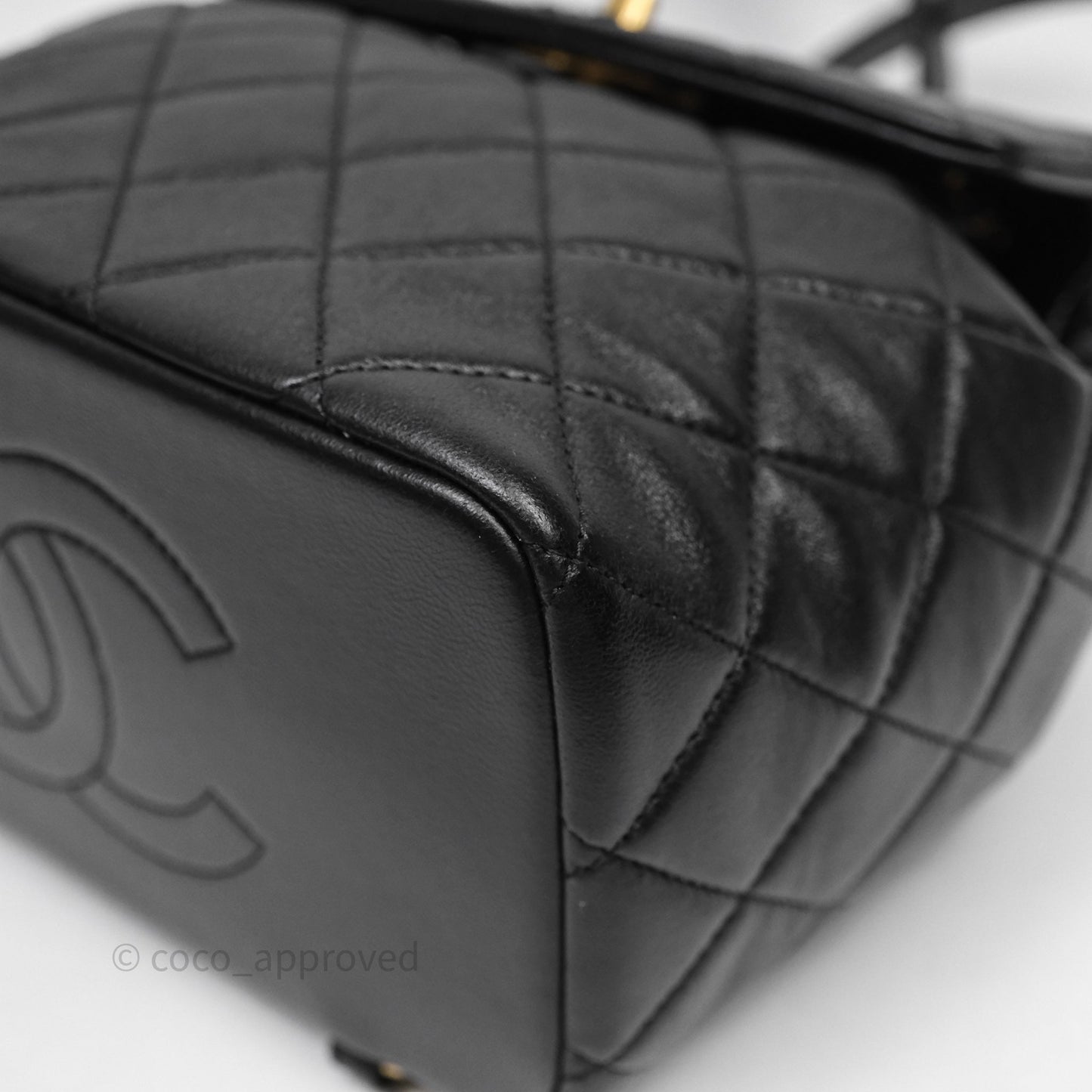Chanel Backpack Black Calfskin Aged Gold Hardware