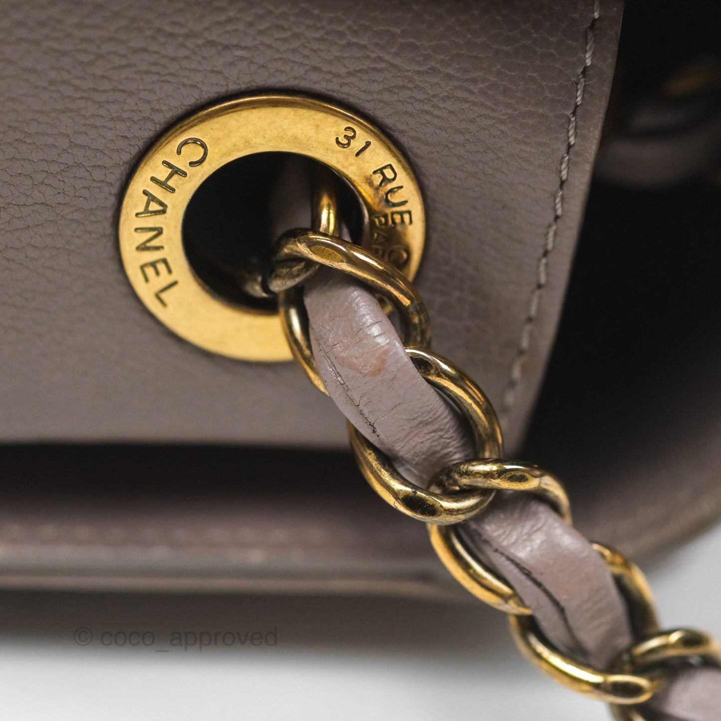 Chanel Coco Curve Flap Burnished Lilac Grey Calfskin Goatskin Antique Gold Hardware