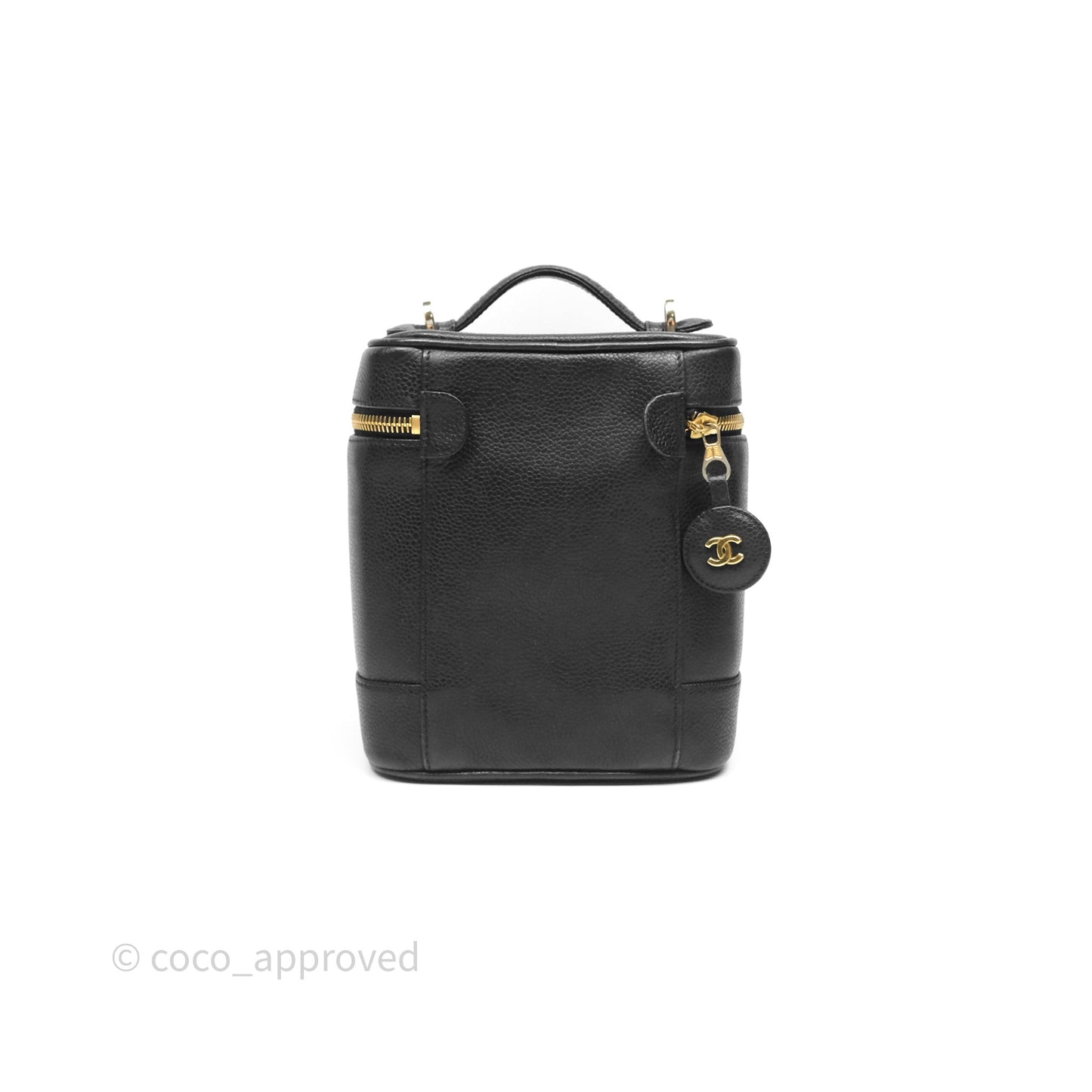 Chanel Vintage Vanity Case Black Caviar Gold Hardware