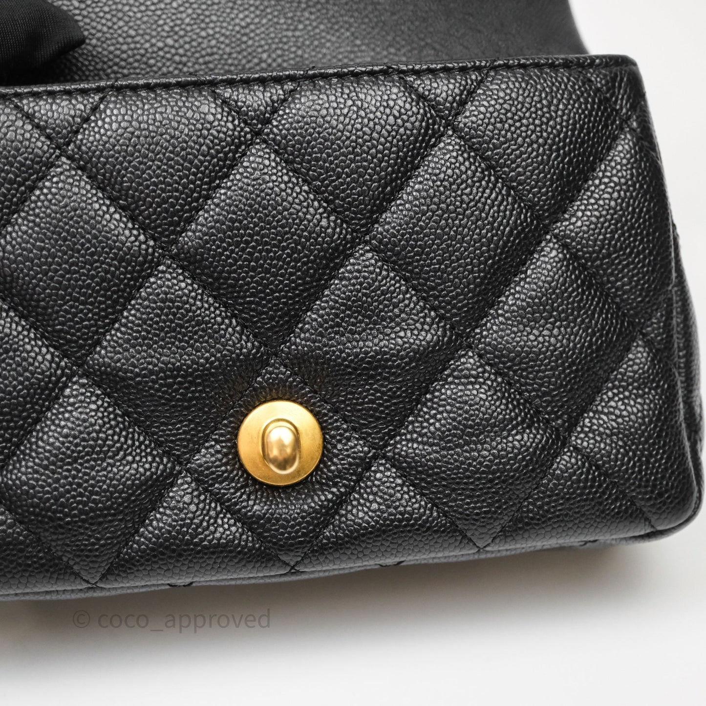 Chanel Mini Flap Bag Heart Adjustable Chain Black Caviar Aged Gold Hardware
