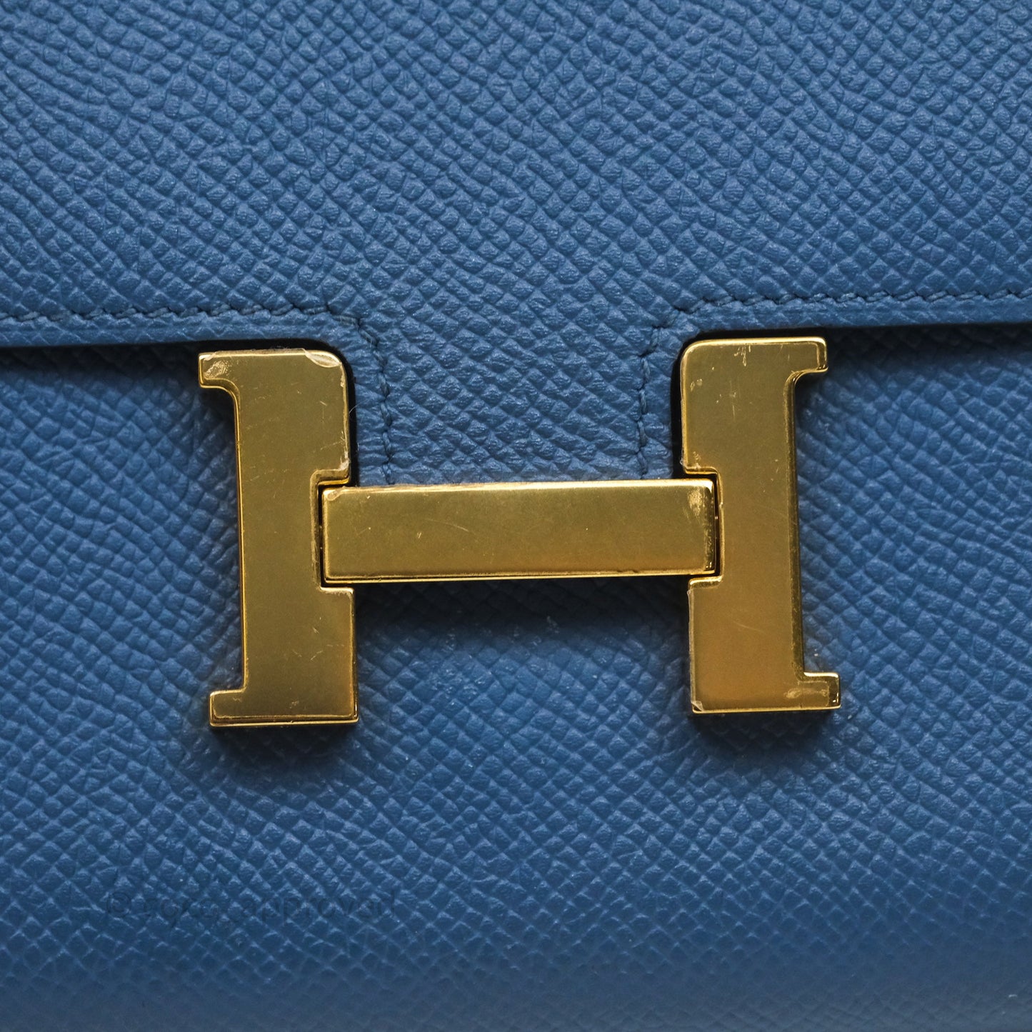 Hermès Constance Short Wallet Bleu Agate R2 Epsom Gold Hardware