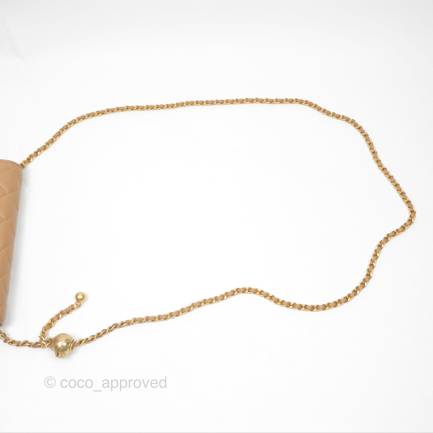 Chanel Quilted Pearl Crush Wallet on Chain WOC Beige Lambskin Aged Gold Hardware