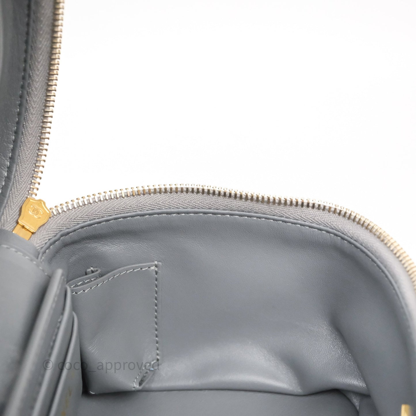 Chanel Vanity Case Grey Shearling Lambskin Gold Hardware 22A