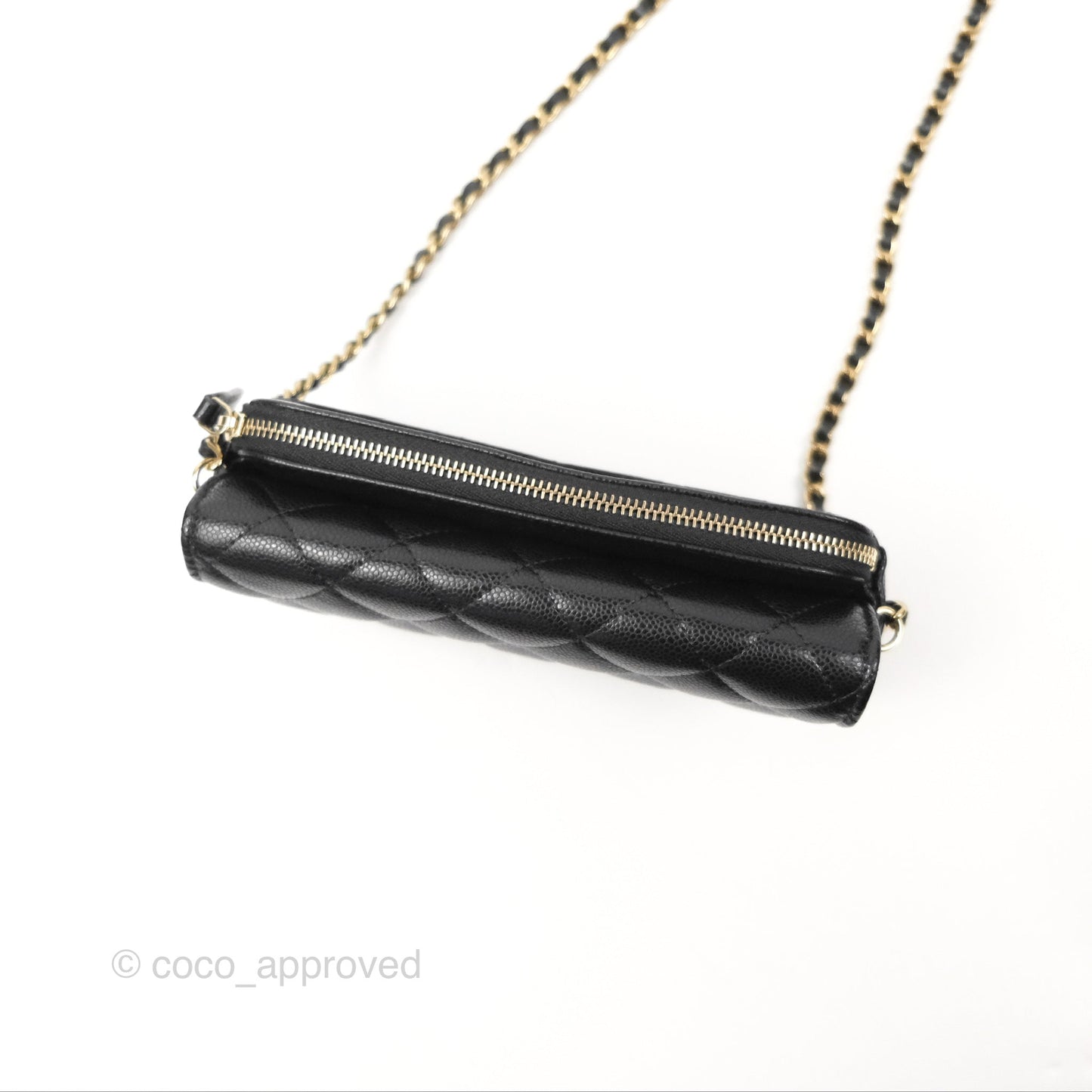 Chanel Classic Flap Phone Holder With Chain Black Caviar Gold Hardware 22A