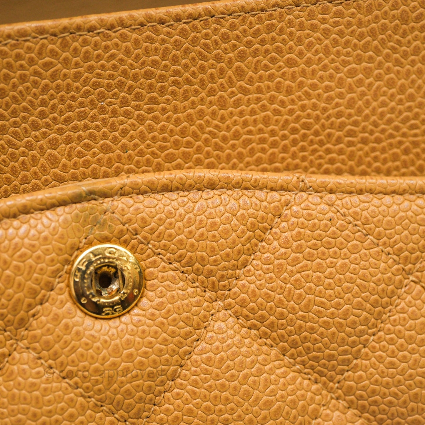 Chanel Vintage Medium Classic Flap Beige Caviar 24K Gold Hardware