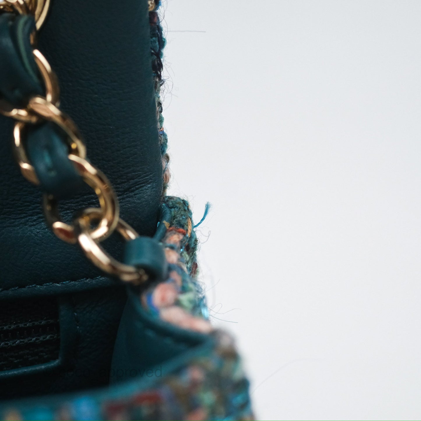 Chanel Mini Rectangular Flap Teal Tweed Gold Hardware