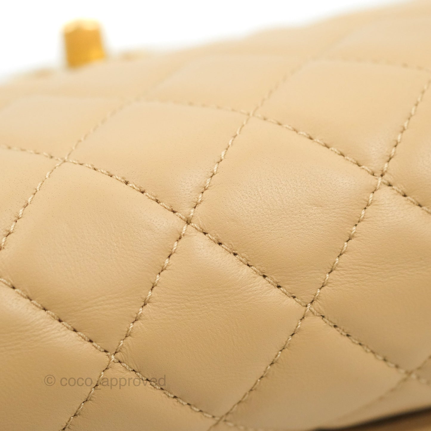 Chanel Mini Rectangular Pearl Crush Beige Lambskin Aged Gold Hardware