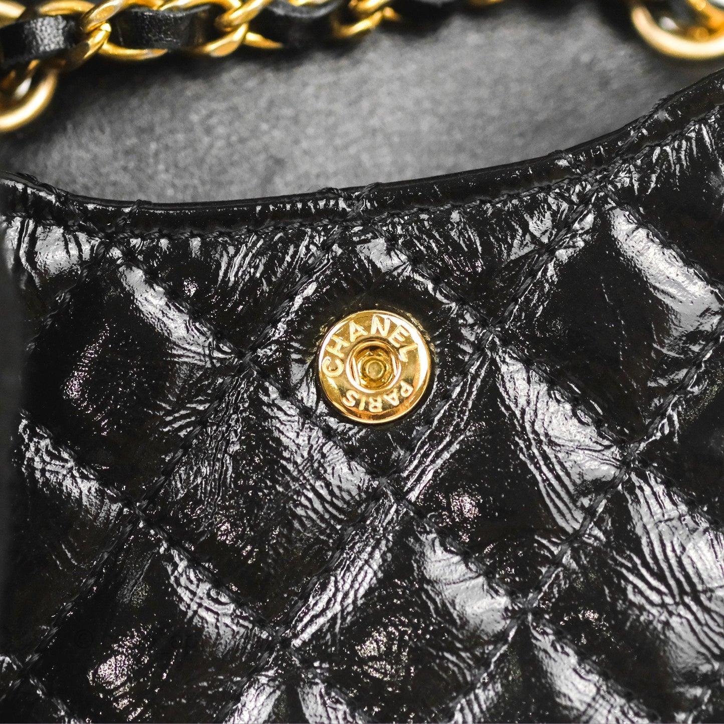 Chanel Waist Belt Bag Black Glazed Aged Calfskin Aged Gold Hardware