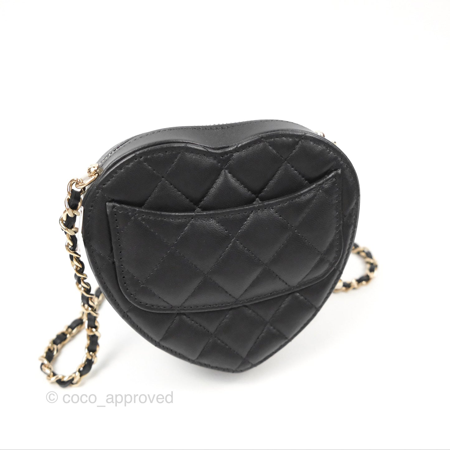 Chanel Small Heart Bag Black Lambskin Gold Hardware 22S