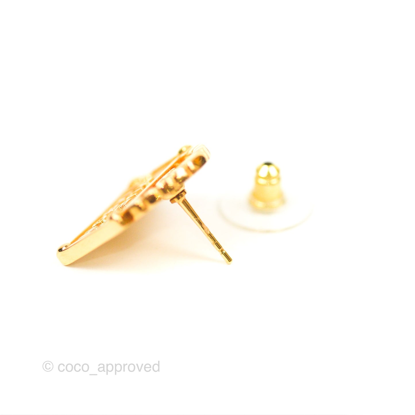 Chanel Rue Cambon Earrings Gold Tone 22A