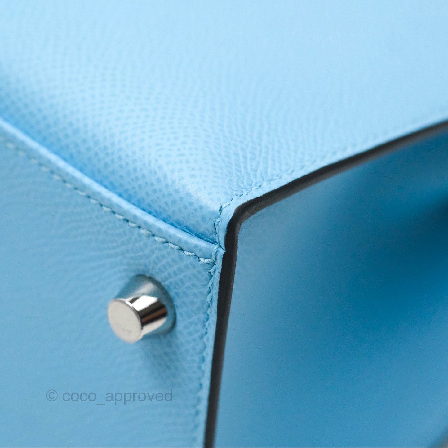 Hermès Sellier Kelly 28 Celeste 7N Epsom Palladium Hardware