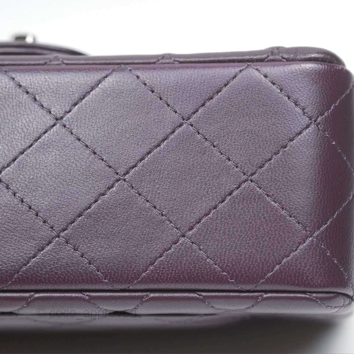 Chanel Mini Rectangular Quilted Dark Purple Lambskin Silver Hardware