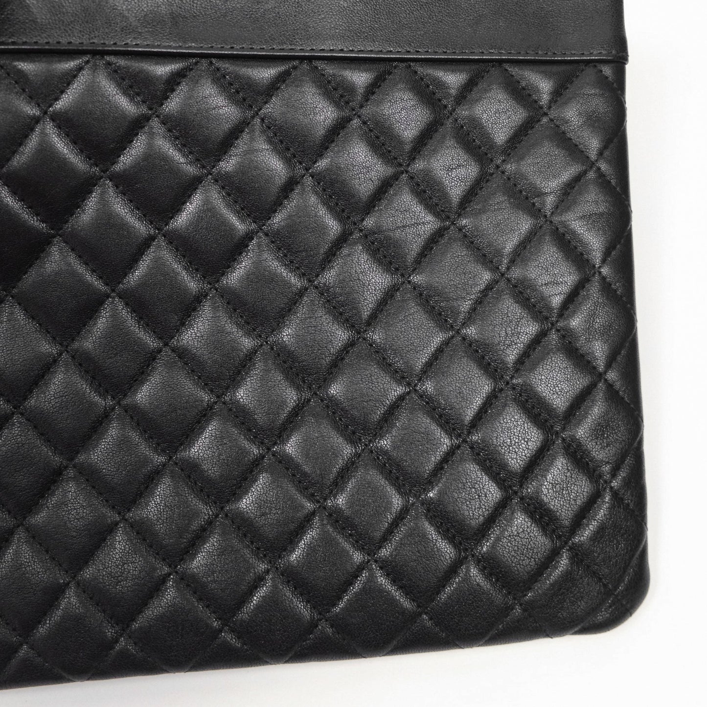 Chanel Mademoiselle Quilted Large O Case Clutch Black Lambskin