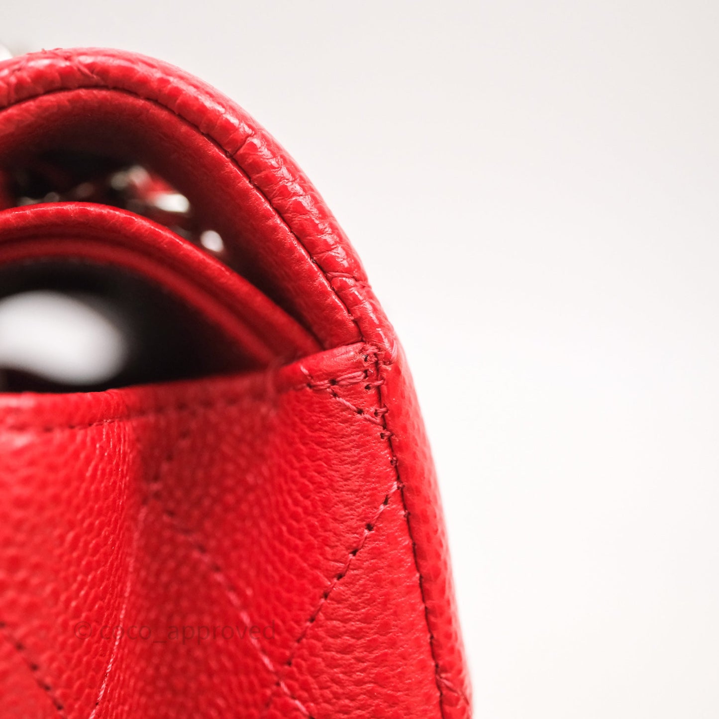 Chanel Small Classic Flap Quilted Red Caviar Silver Hardware