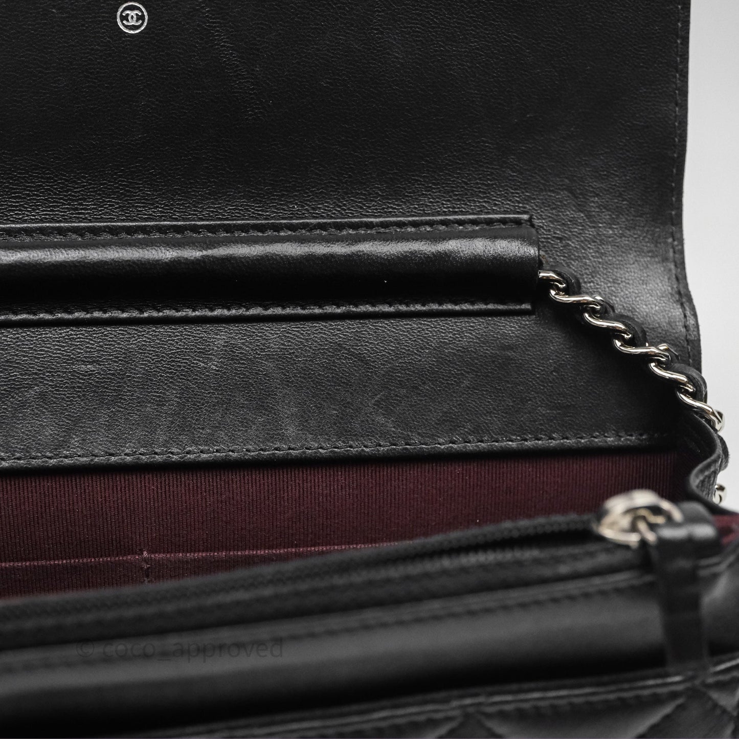 Chanel Quilted WOC Black Lambskin Silver Hardware