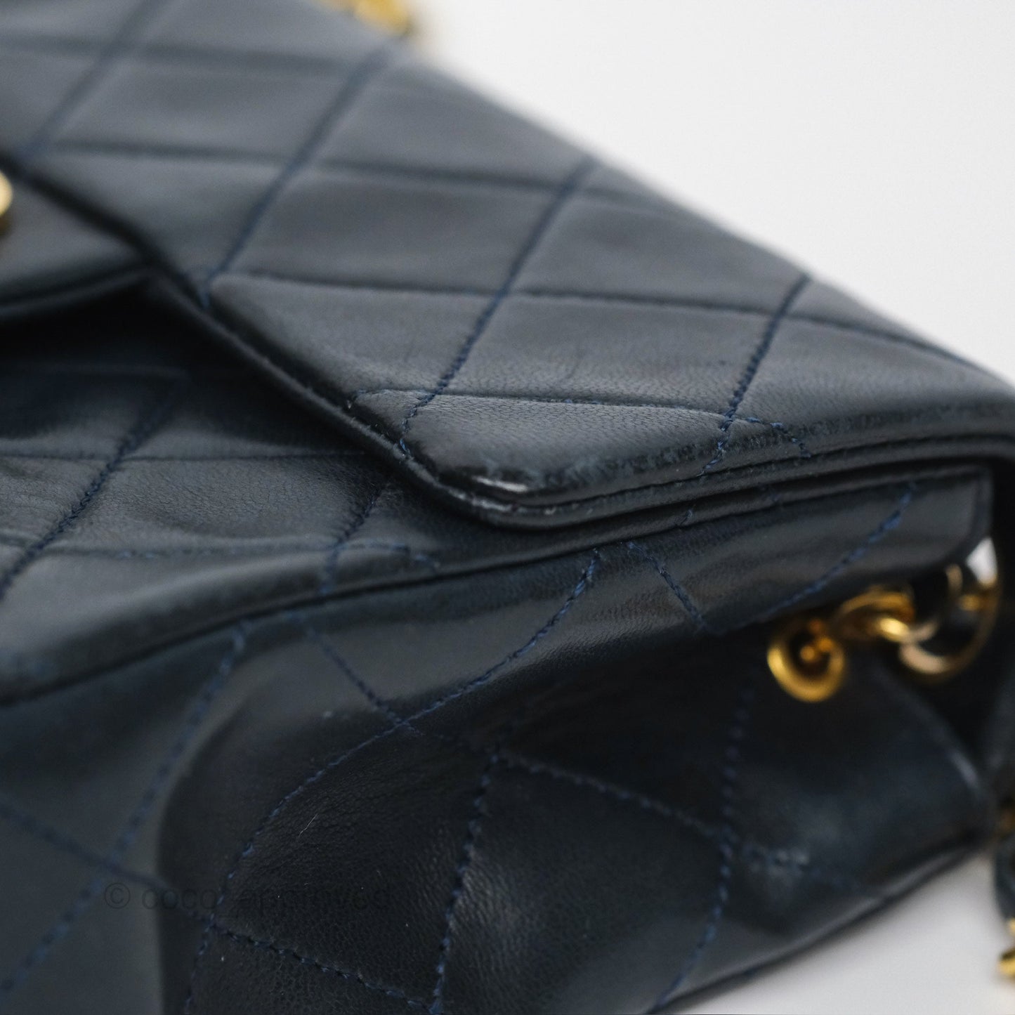 Chanel Vintage Mini Square Navy Lambskin 24K Gold Hardware
