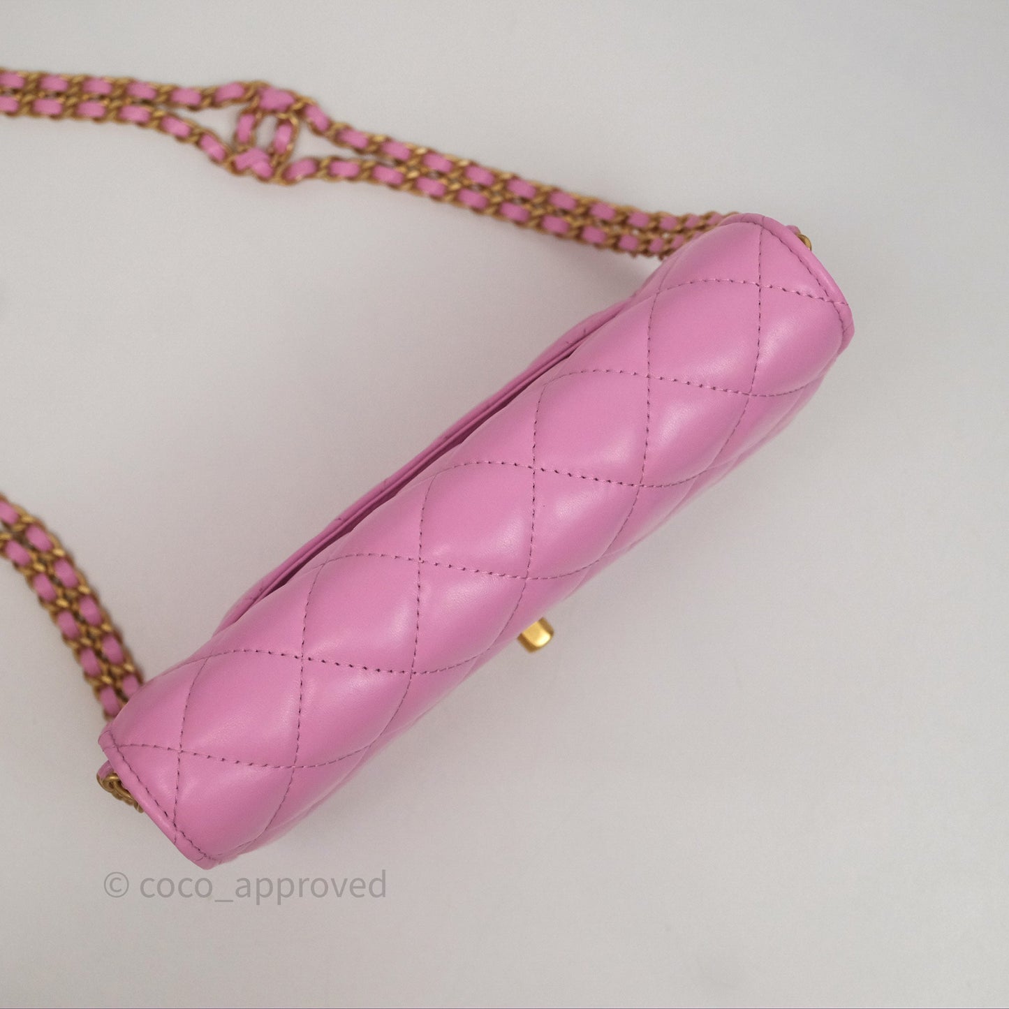 Chanel CC Chain Wallet On Chain WOC Pink Lambskin Aged Gold Hardware