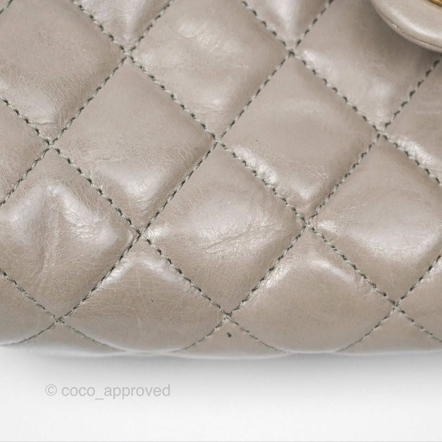 Chanel Accordion Flap Bag Taupe Crinkled Glazed Calfskin