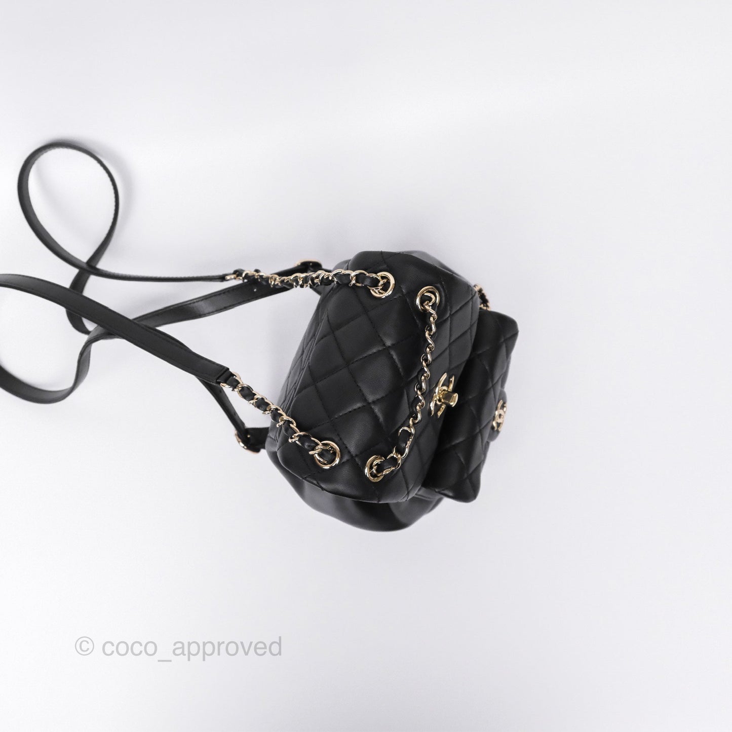 Chanel Small Duma Drawstring Backpack Black Lambskin Gold Hardware