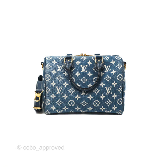 Louis Vuitton Bandouliere Speedy 25 Monogram Blue Denim