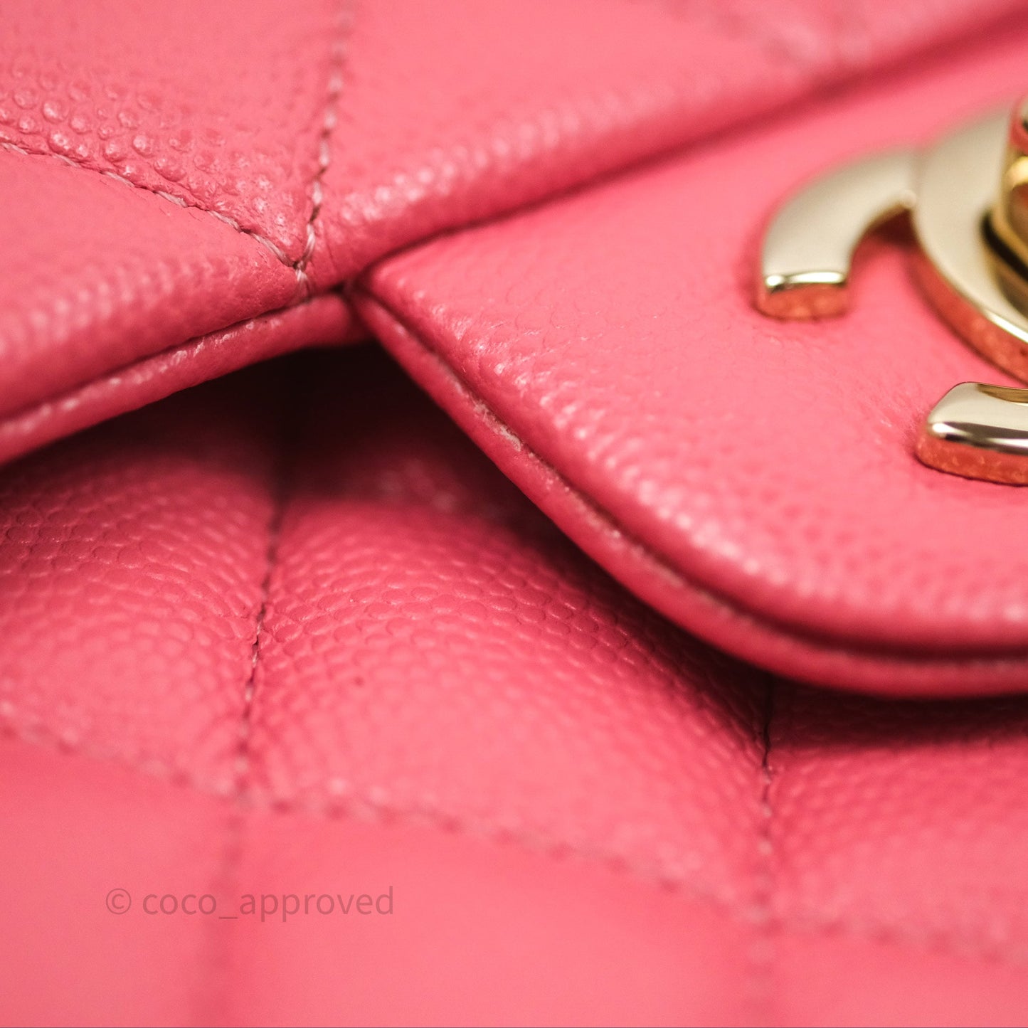 Chanel Classic M/L Medium Flap Quilted Pink Caviar Gold Hardware
