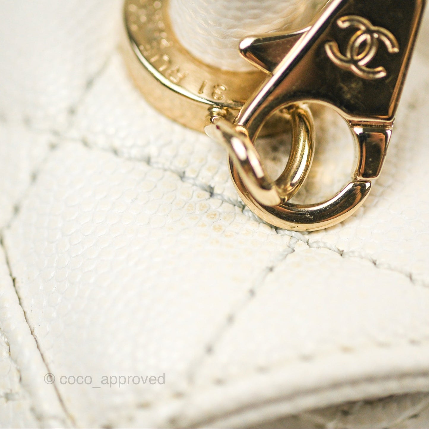 Chanel Mini Coco Handle Quilted Ivory White Caviar Gold Hardware