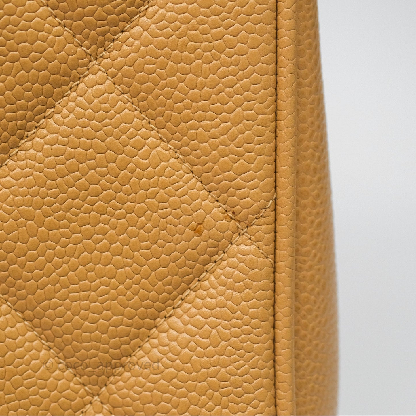 Chanel Vintage CC Quilted Tote Dark Beige Caviar 24K Gold Hardware