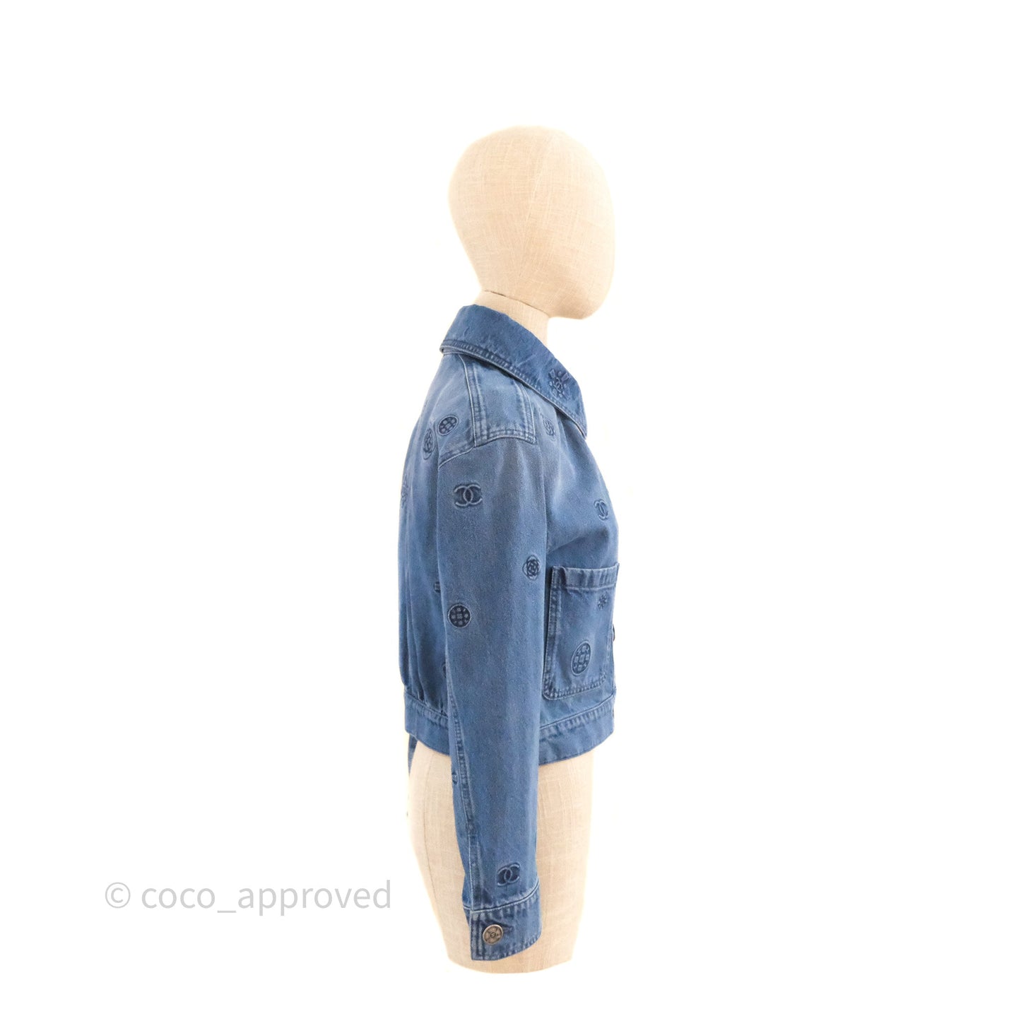 Chanel CC Printed Denim Jacket Size 34