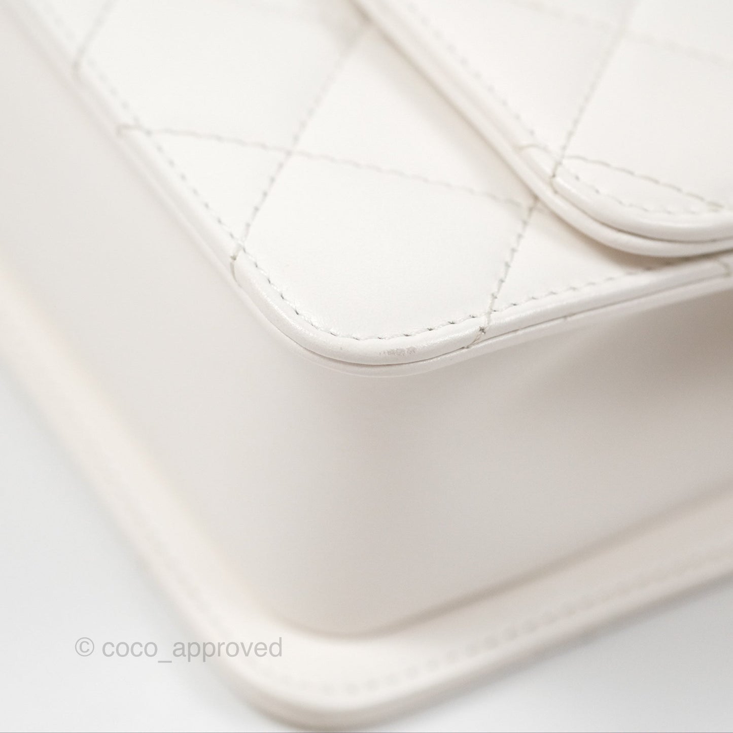Chanel Quilted Mini Perfect Fit Adjustable White Calfskin Gold Hardware 24C