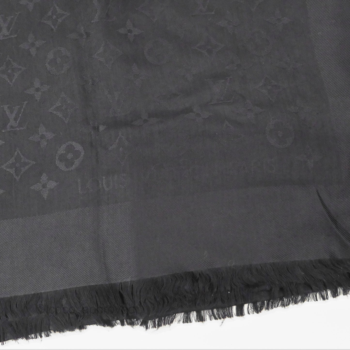 Louis Vuitton Silk Wool Monogram Square Shawl Scarf Anthracite