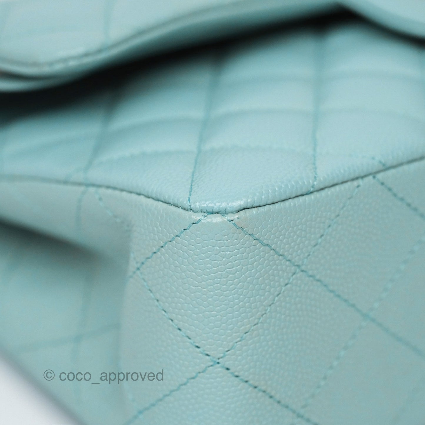 Chanel Small S/M Classic Flap Quilted Tiffany Blue Caviar Gold Hardware
