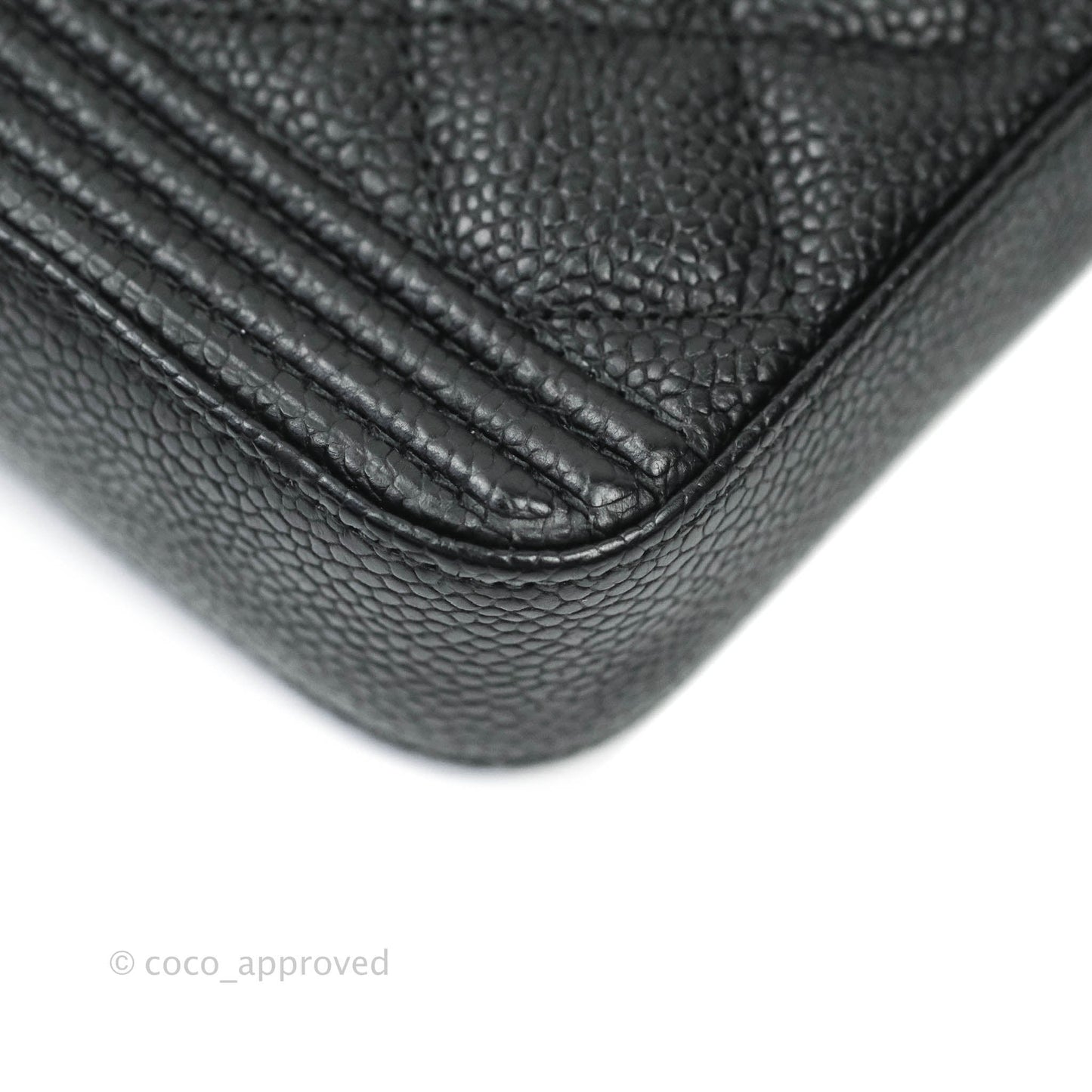 Chanel Le Boy Double Zip Wallet On Chain Caviar Black Aged Gold Hardware